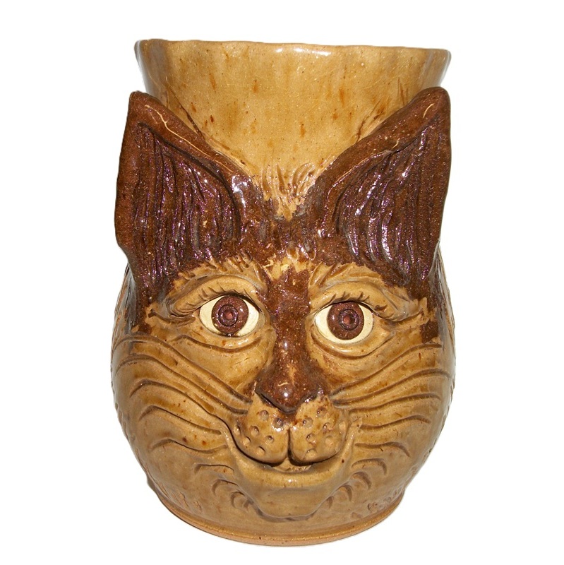 Cat faced stoneware vase by Sandy Cole 2010