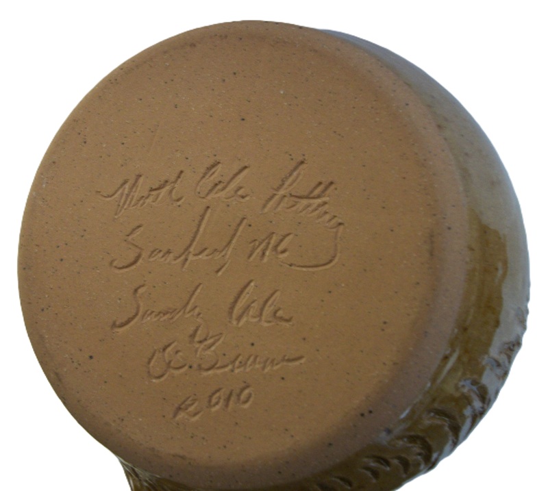 Cat face art pottery vase signed Sandy Cole 2010 North Cole Pottery - Image 3