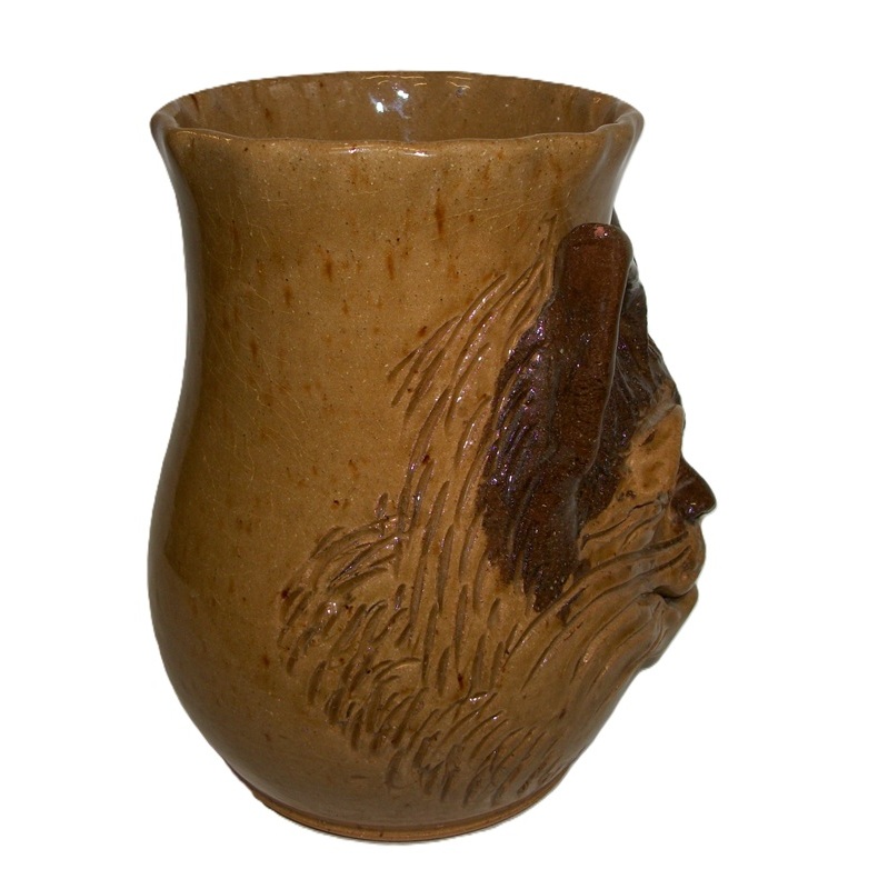 Cat face art pottery vase signed Sandy Cole 2010 North Cole Pottery - Image 4