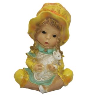 Universal Statuary Corp chalkware girl with cat