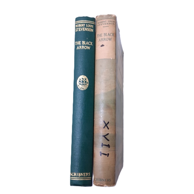 Spine view of The Black Arrow by R L Stevenson 1925