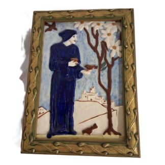 Tile art of St. Francis by Jan Jennings front view