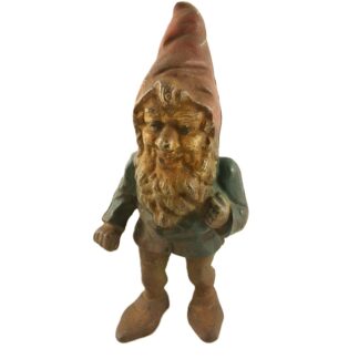 Antique cast iron gnome still bank front view